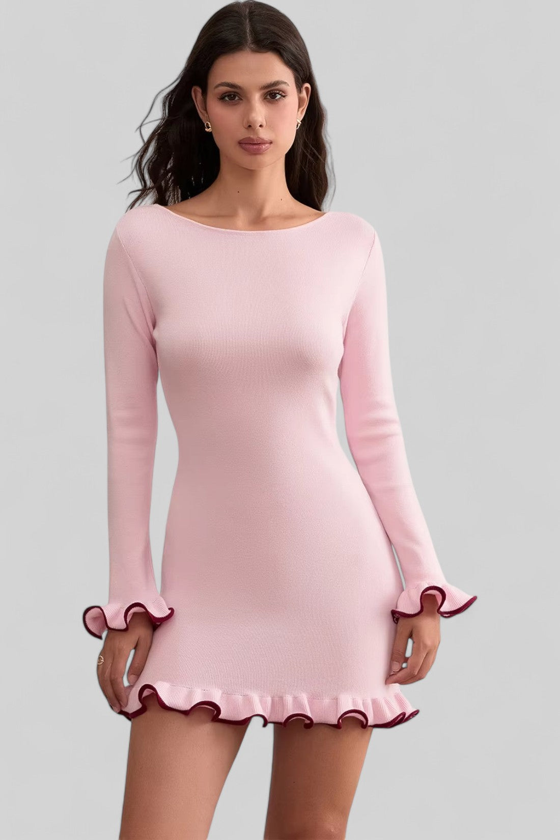 Ruffle Contrast Mini-Kleid