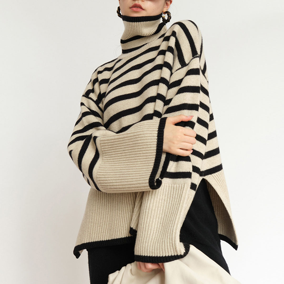 Rollkragenpullover mit Streifen