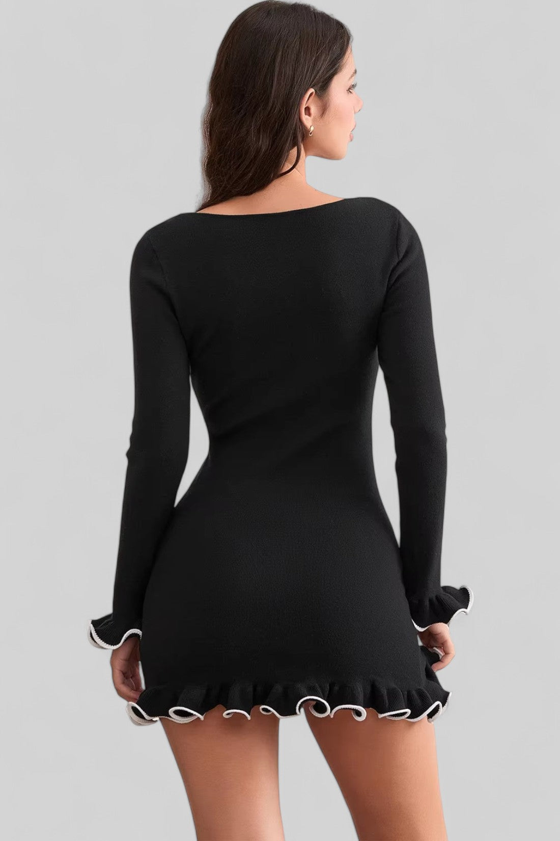 Ruffle Contrast Mini-Kleid