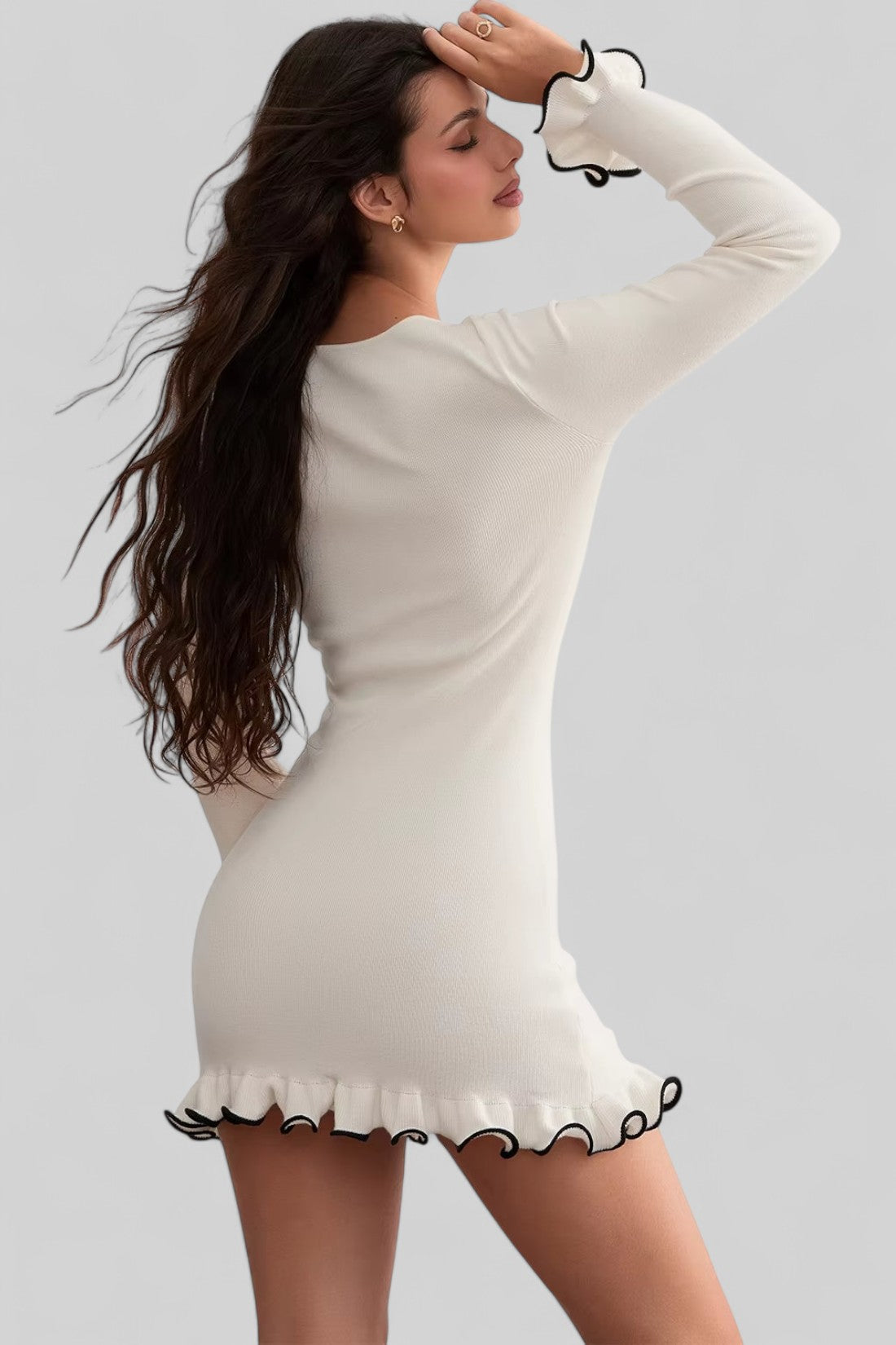 Ruffle Contrast Mini-Kleid