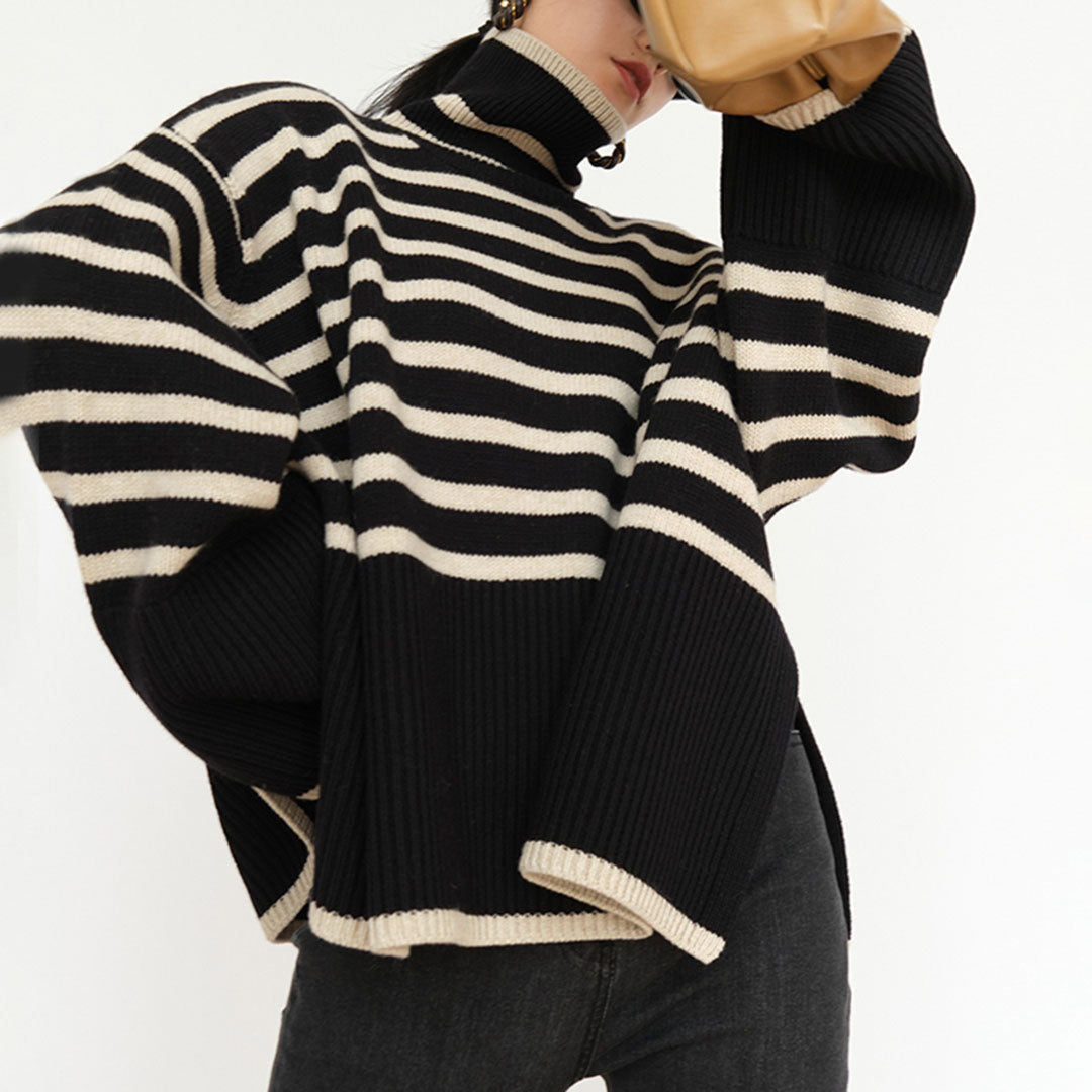 Rollkragenpullover mit Streifen