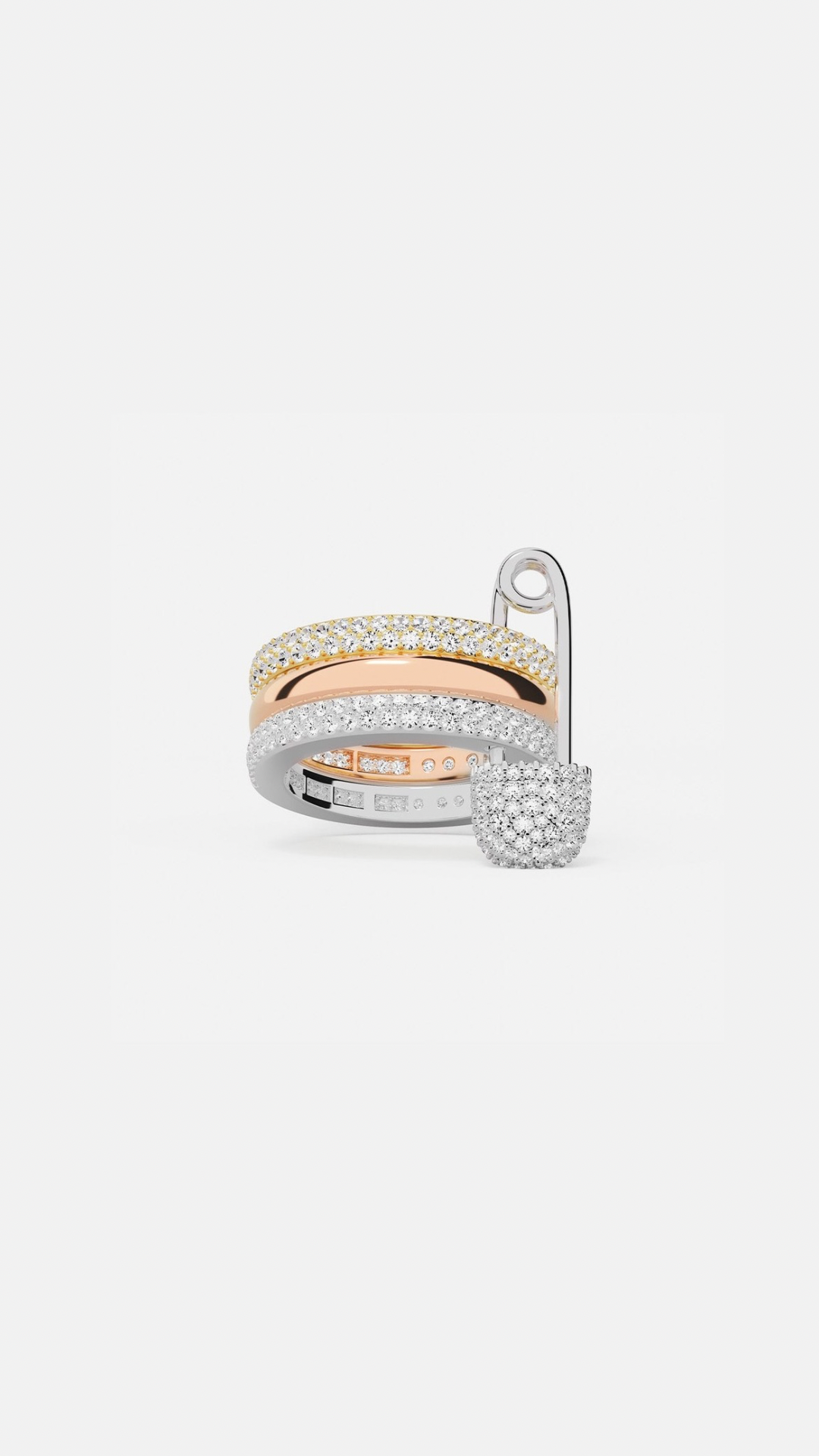 Dreireihiger Ring mit Sicherheitsnadel